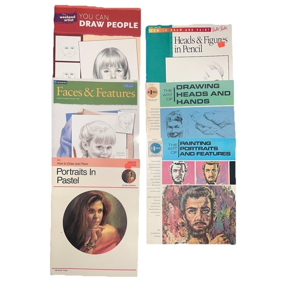Art Portrait Instruction Magazines Lot Of 6 Vintage Walter Foster Drawing‎ Paint